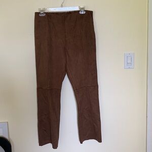 Ann Mashburn Brown Suede Faye Cropped Seamed Pant, Small NWT